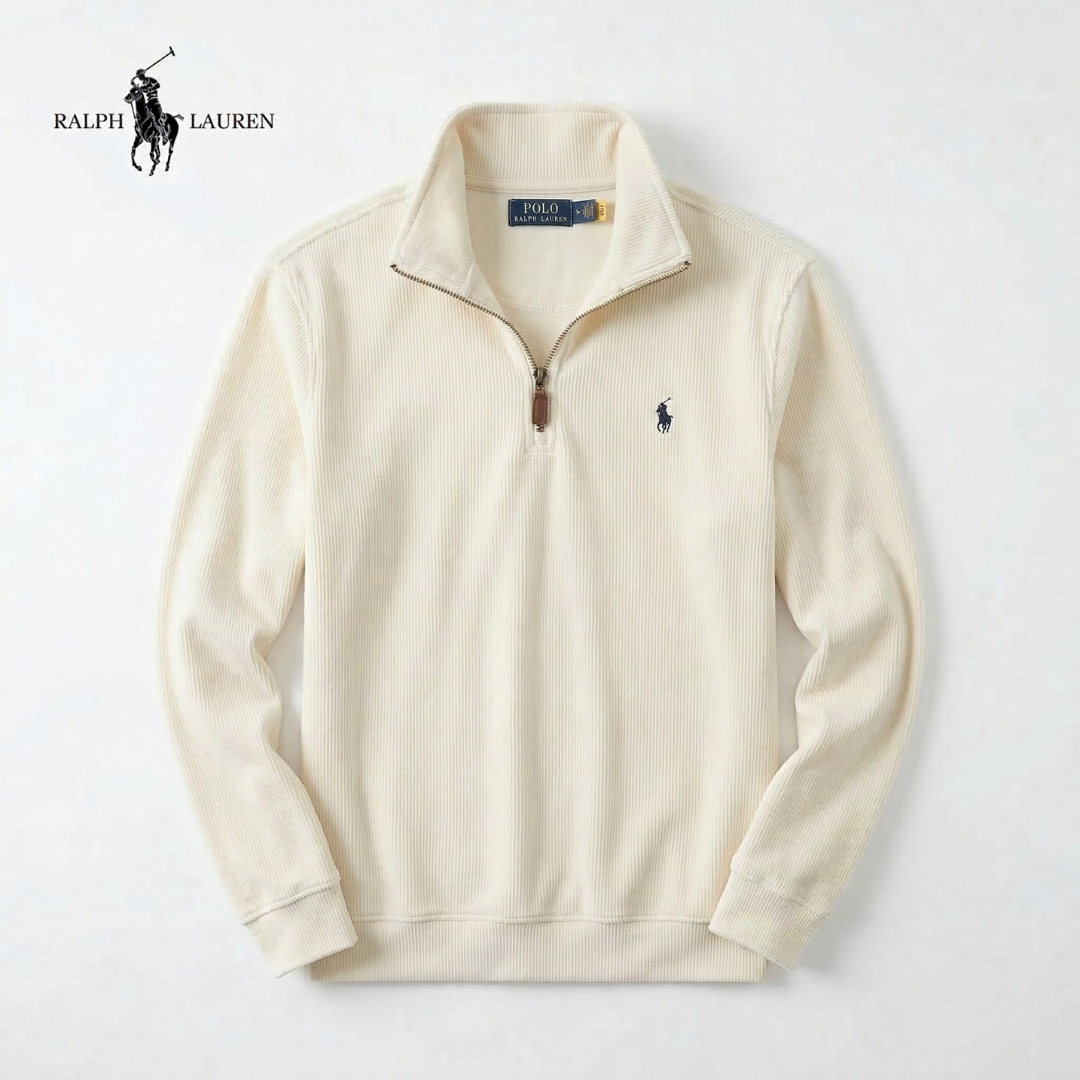 RL Herrenpullover aus Weicher Baumwolle – Stehkragen mit Reißverschluss & Lange Ärmel
